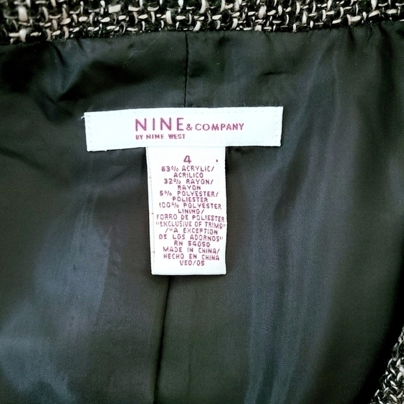 VINTAGE NWT 90s Nine & Co Nine West Black Boucle Lace Accent Jacket Blazer Sz 4 - Picture 5 of 7